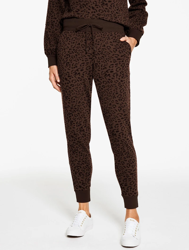 Cozy French Terry Joggers - Tonal Cheetah