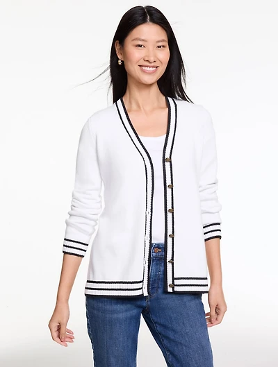V-Neck Cardigan - Tipped