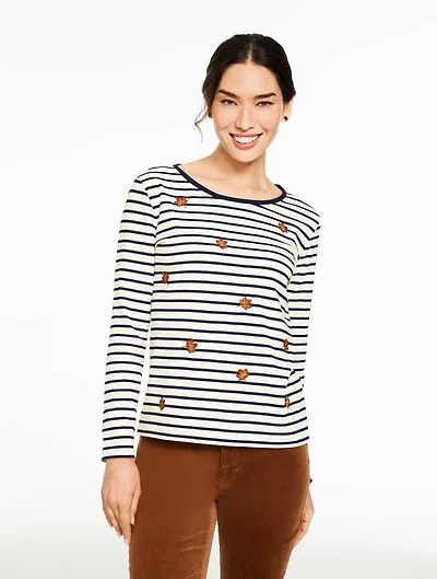 Long Sleeve Crewneck Tee - Falling Leaves