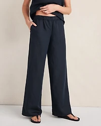 Linen Blend Dobby Wide Leg Pants