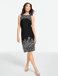 RSVP Floral Embroidered Linen Sleeveless Shift Dress
