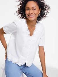 Lace Trim Voile Top