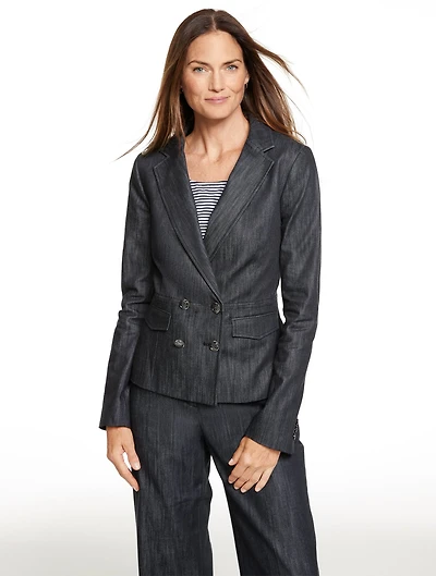 Refined Denim Double Breasted Blazer