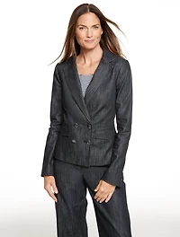 Refined Denim Double Breasted Blazer