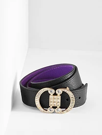 Reversible Crystal Pebble Leather Belt