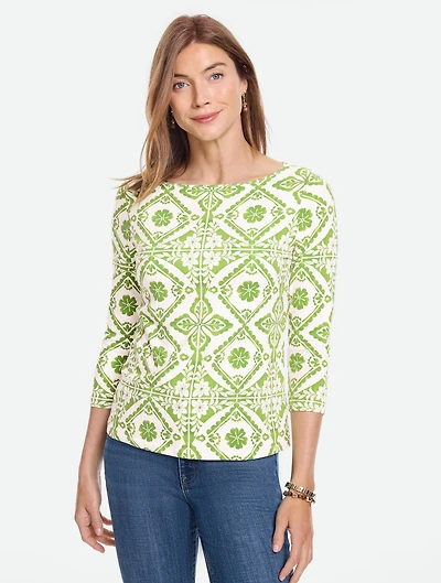 Bateau Neck Tee - Diamond Bloom