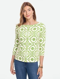 Bateau Neck Tee - Diamond Bloom