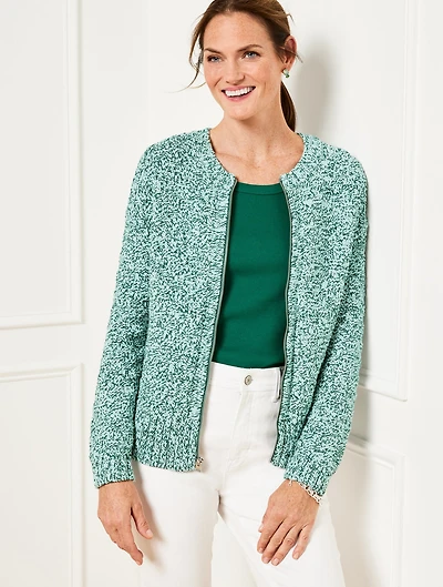 Texture Stitch Bomber Cardigan - Marl