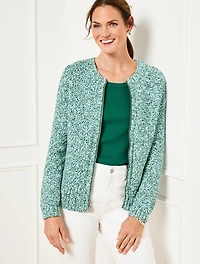 Texture Stitch Bomber Cardigan - Marl