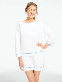 Diamond Jacquard Crewneck Pullover - Piped