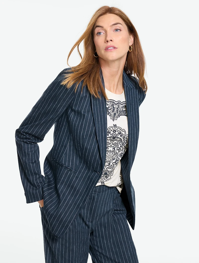Single Button Blazer - Pinstripe