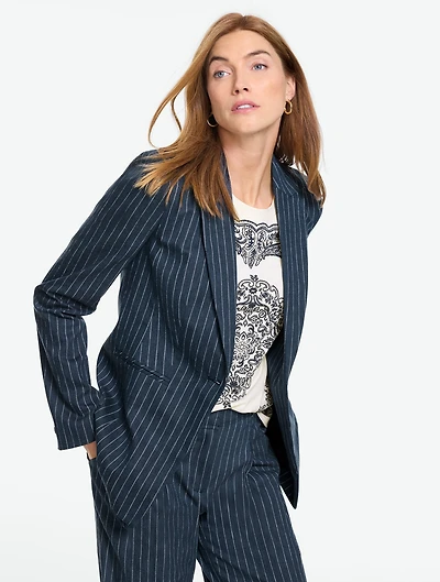 Single Button Blazer - Pinstripe