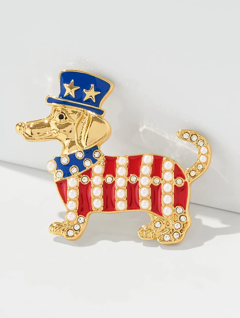 Patriotic Dog Brooch