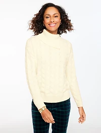Basketweave Split Neck Sweater