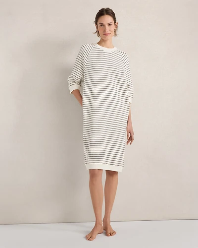 Resti Organic Cotton Waffle Striped Short Sleeve Dress