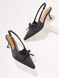 Maren Satin Slingback Kitten Heel Pumps