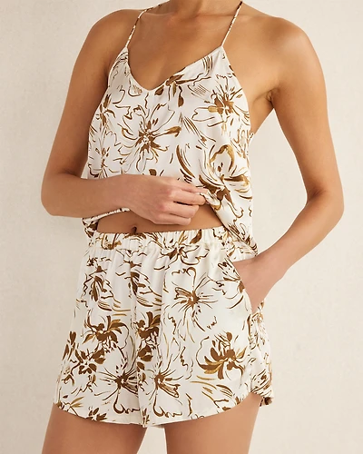 Washable Silk Tropical Blooms Sleep Shorts