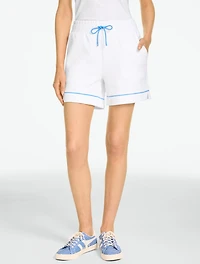 Diamond Jacquard Pull-On Shorts - Piped