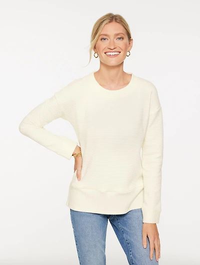 Ottoman Knit Crewneck Tunic Pullover