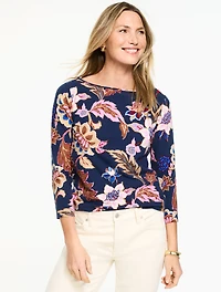 Bateau Neck Tee - Blooming Foliage