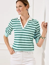 Johnny Collar Pullover - Primrose Stripe