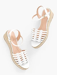 Pamela Woven Nappa Wedge Sandals