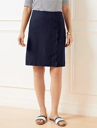 Scallop Wrap Linen Skirt
