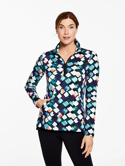 Classic French Terry Half-Zip Pullover - Dazzling Diamond