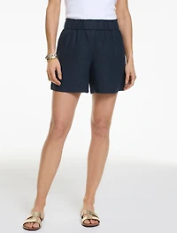 Washed Linen Pull-On Shorts
