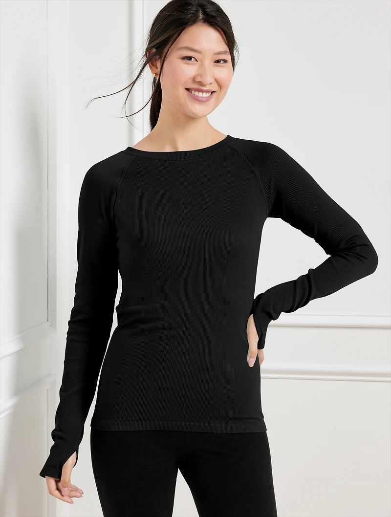 Seamless Stretch Ribbed Crewneck Tee