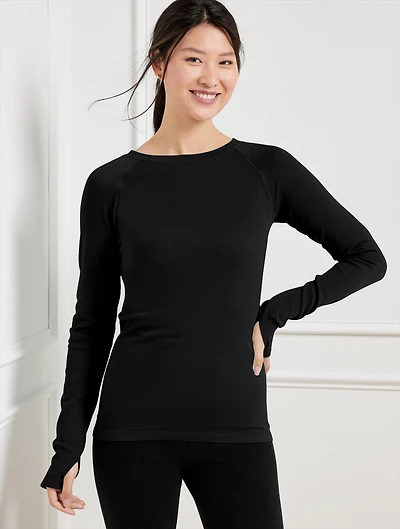 Seamless Stretch Ribbed Crewneck Tee