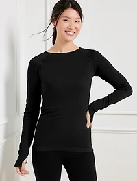 Seamless Stretch Ribbed Crewneck Tee