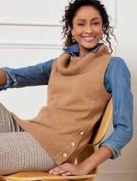Button Trim Sweater Vest
