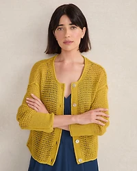 Organic Cotton Linen Open Stitch Cardigan
