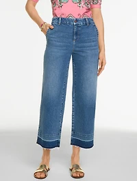 Wide Crop Drop Hem Jeans - Tillary Wash