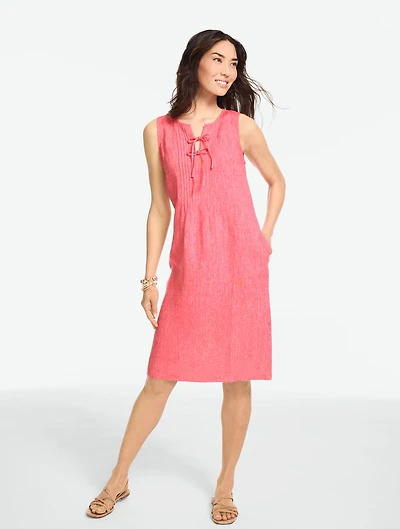 Linen Pintuck Shift Dress