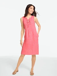 Linen Pintuck Shift Dress