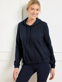 Puckered Jacquard Drawstring Hoodie