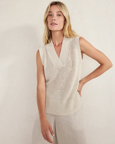 Organic Cotton Linen Tape Yarn Sweater Vest