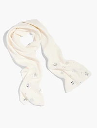 Snowflake Embellished Soft Knit Scarf
