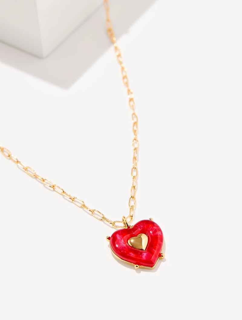 Red Velvet Heart Pendant Necklace