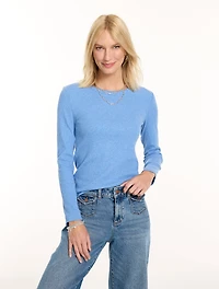 Ribbed Long Sleeve Crewneck Tee - Heathered