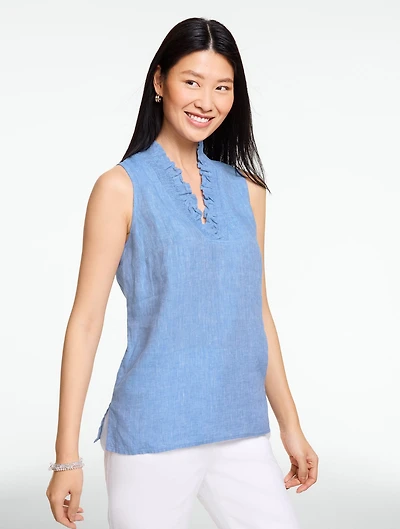 Ruffle Linen Shell - Cross-Dyed