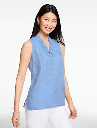 Ruffle Linen Shell - Cross-Dyed