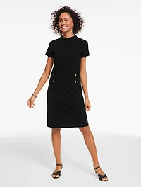 Luxe Ponte Short Sleeve Shift Dress