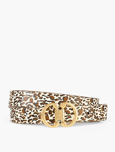 Leather Reversible Belt - Leopard