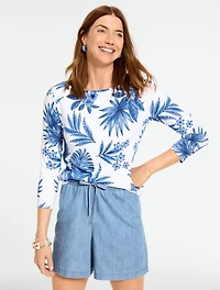 Bateau Neck Tee - Painted Palms