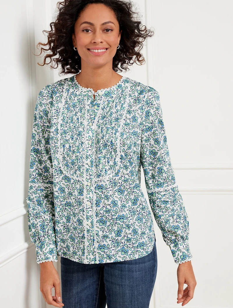 Scallop Lace Trim Top - Blooming Daffodils