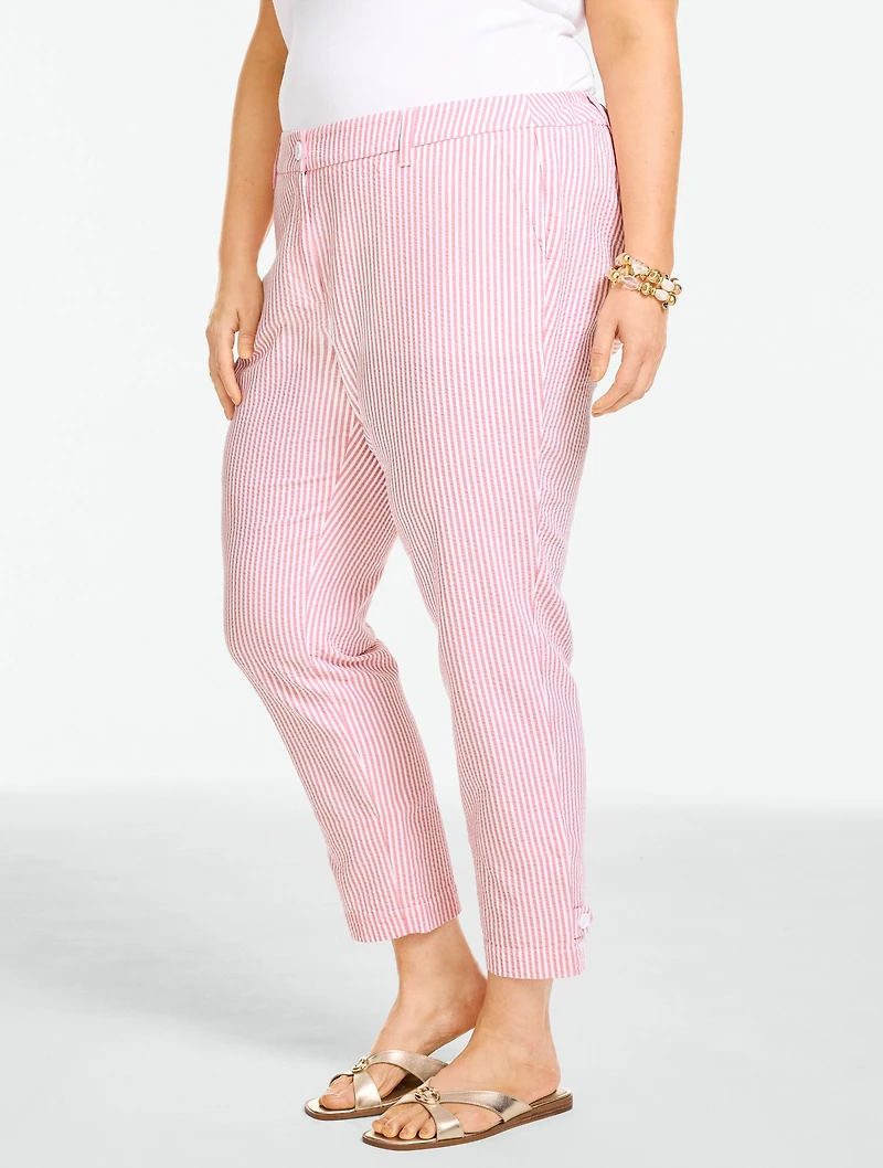 Seersucker Perfect Crop - Ocean Stripe