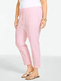 Seersucker Perfect Crop - Ocean Stripe